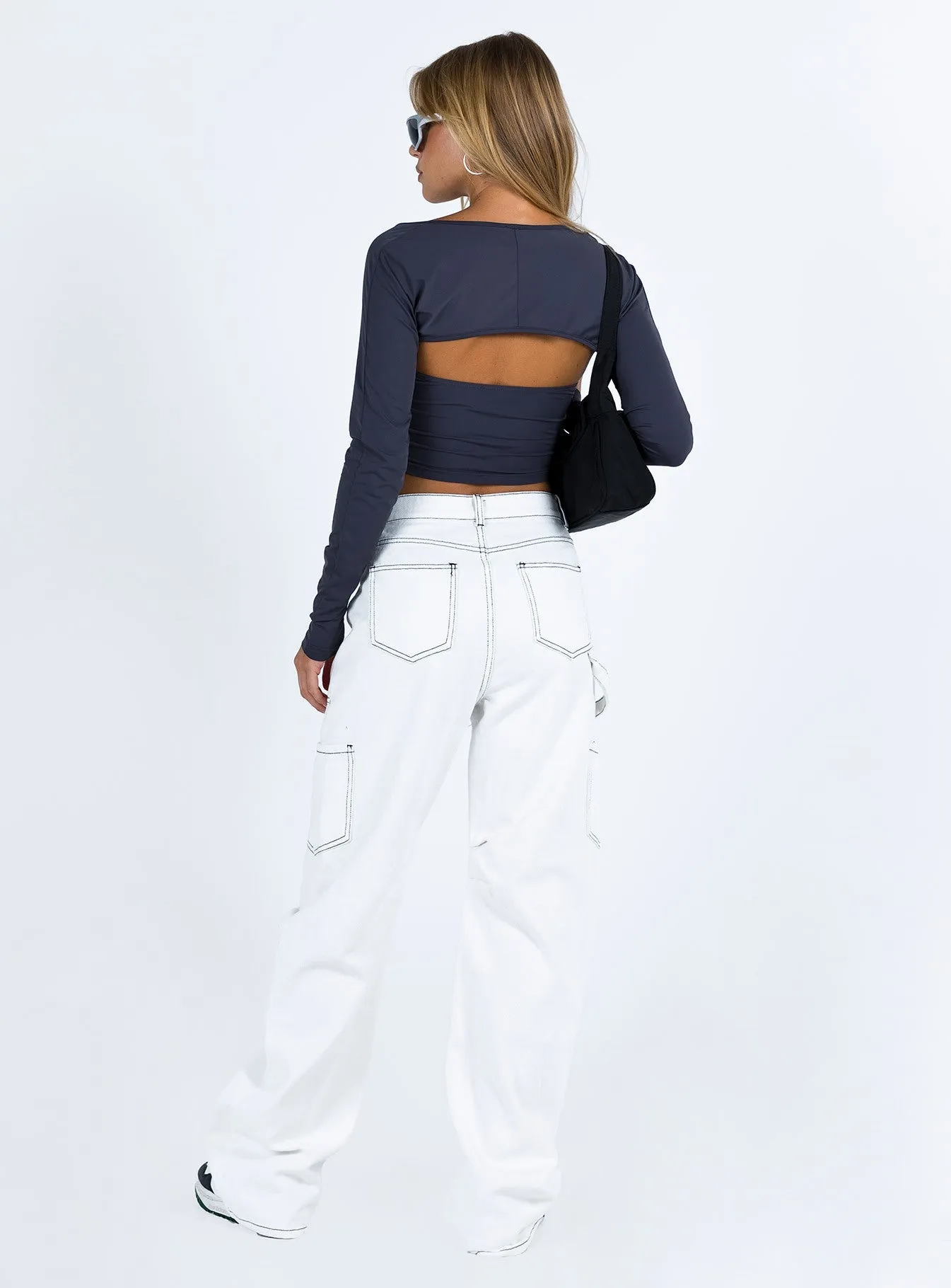 Miami Vice Mid Rise Straight Leg Cargo Pants White Layered Protection