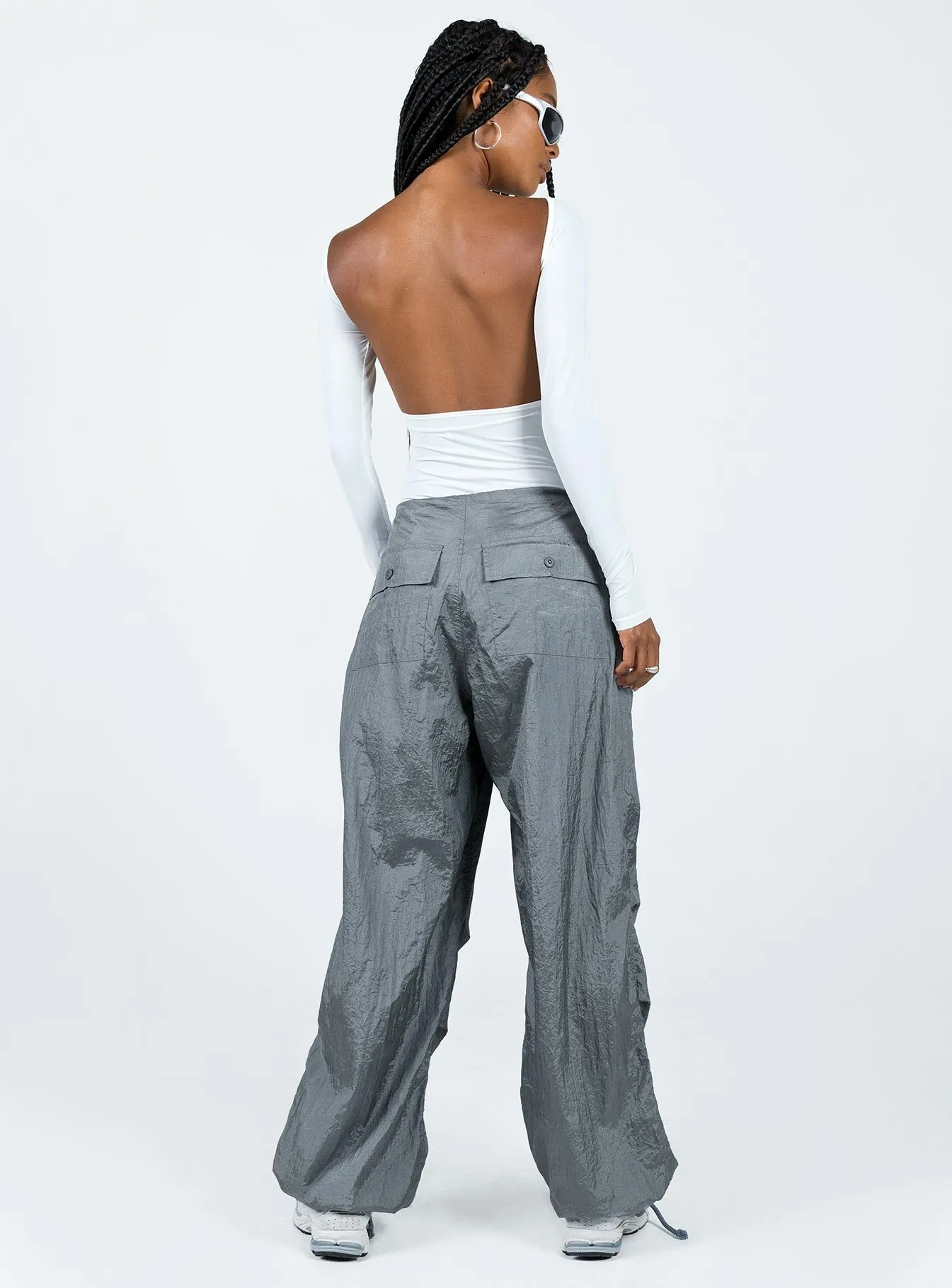 Casual Stretch Wear Minimal Stretch Fit Motel Chute Trousers Grey