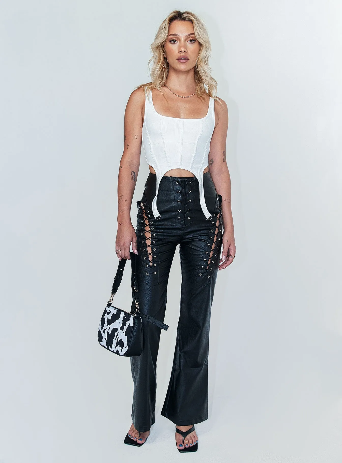 Bold Waistband Ultimate Wear Harvey PU Pants Black