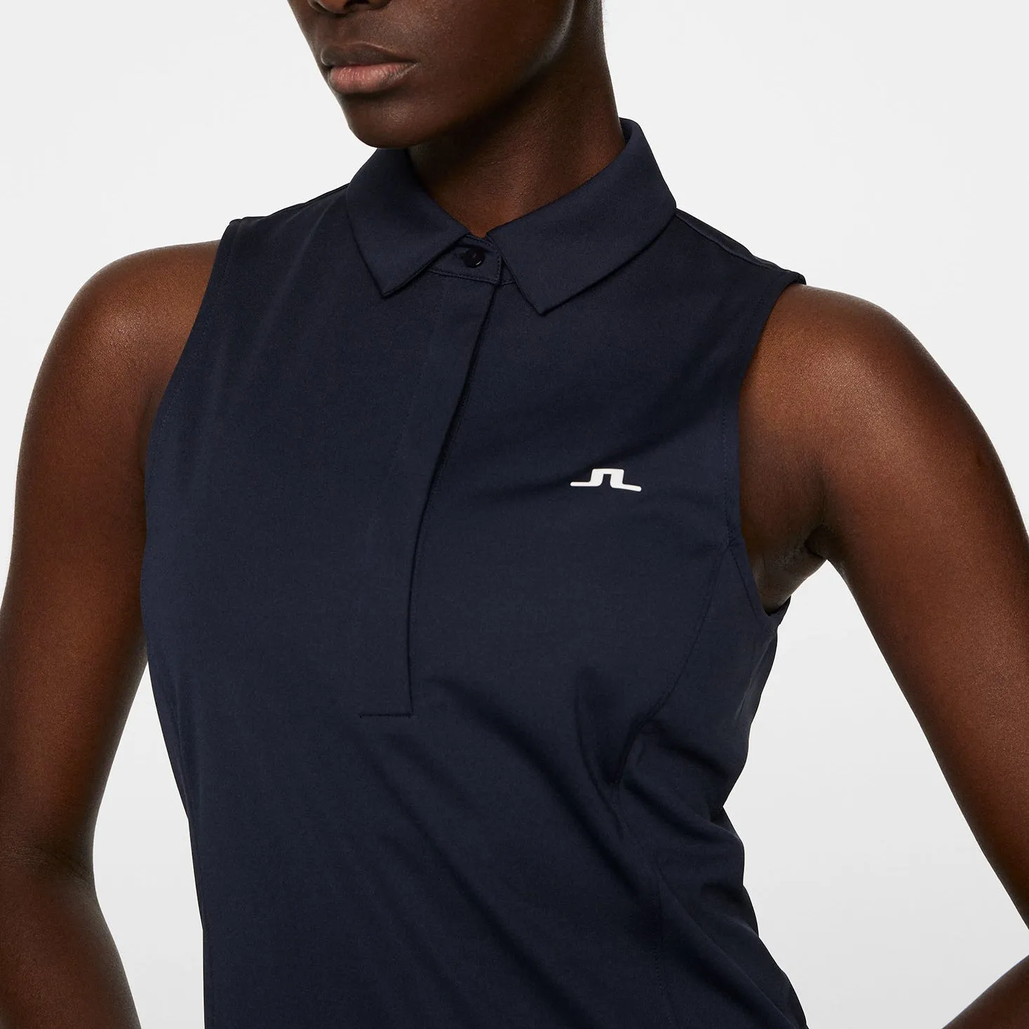 Stylish Jeans Peace Core J.Lindeberg Women's Dena Sleeveless Golf Polo Shirt - JL Navy