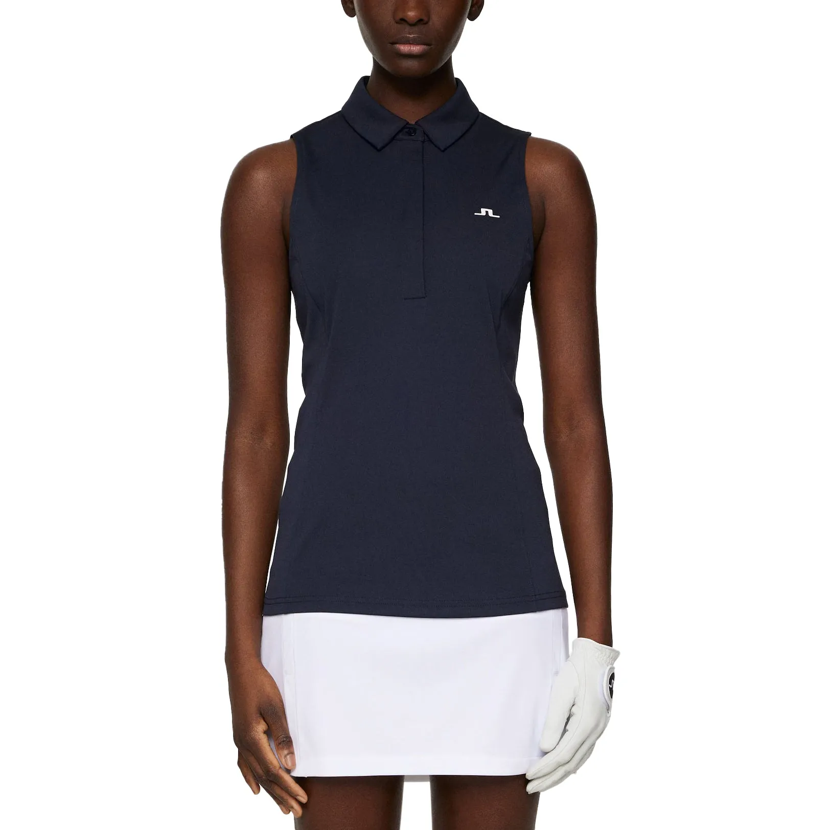 Cool Hooded Jacket J.Lindeberg Women's Dena Sleeveless Golf Polo Shirt - JL Navy