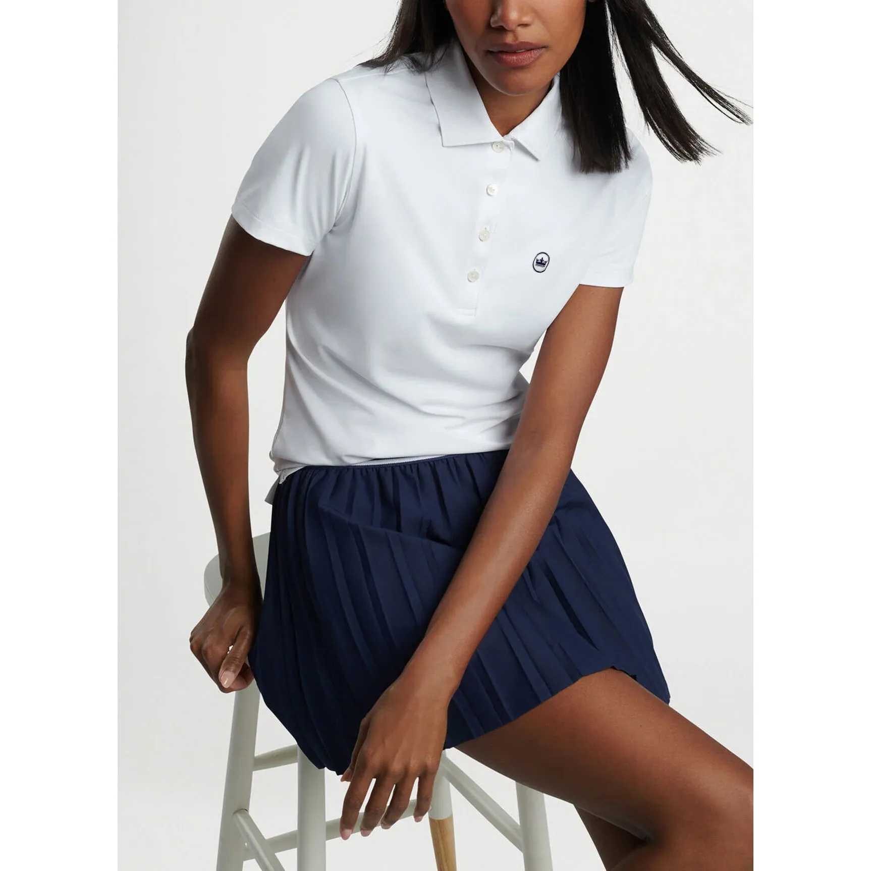 Peter Millar Women's Performance Stretch Jersey Golf Shirt - White BalancedDrape
