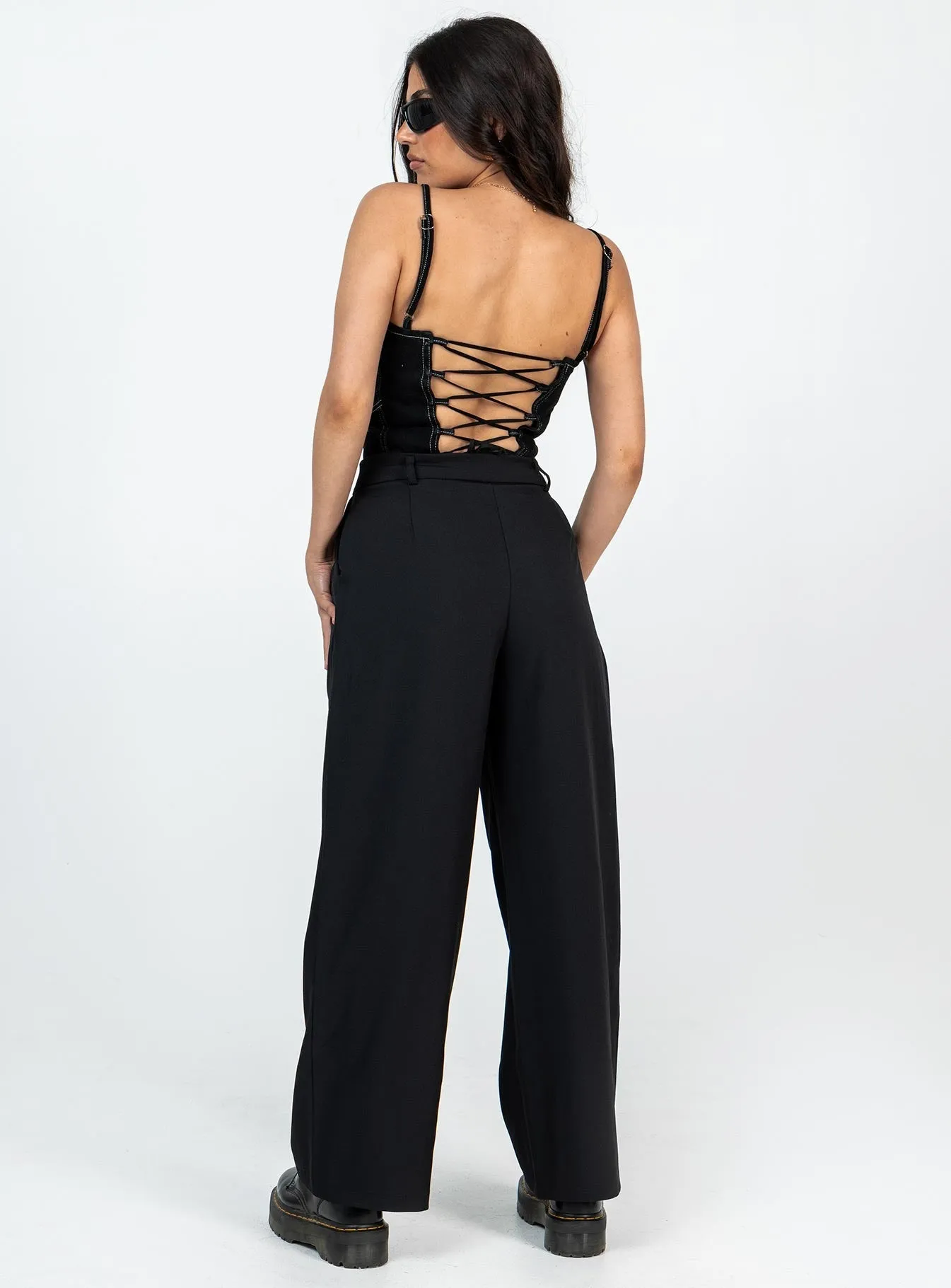 Flat Lock Seams Archer Pants Black Petite
