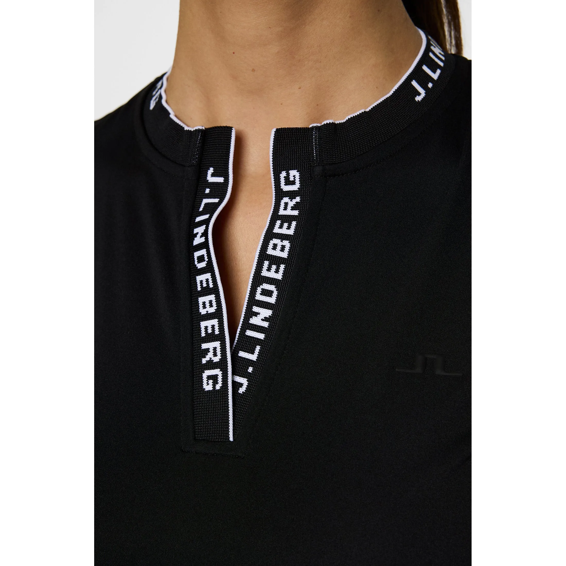 J.Lindeberg Women's Leya Sleeveless Golf Shirt - Black Lightweight Composite Relaxed T-shirt