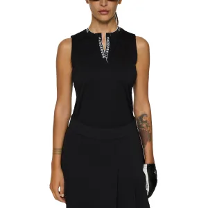 MultiPocket System Daywear Style J.Lindeberg Women's Leya Sleeveless Golf Shirt - Black