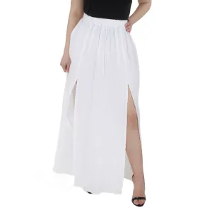 Teen Fashion Women's Long Skirt With Splites,White
