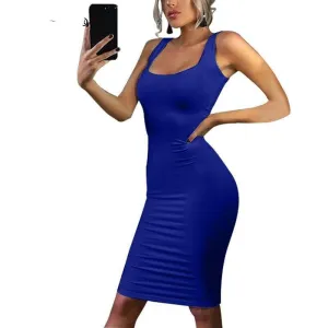 Soft Drape Snag-Resistant Summer sexy vest dress Europe and the United States large size women's high elasticity pregnant women can wear dresses