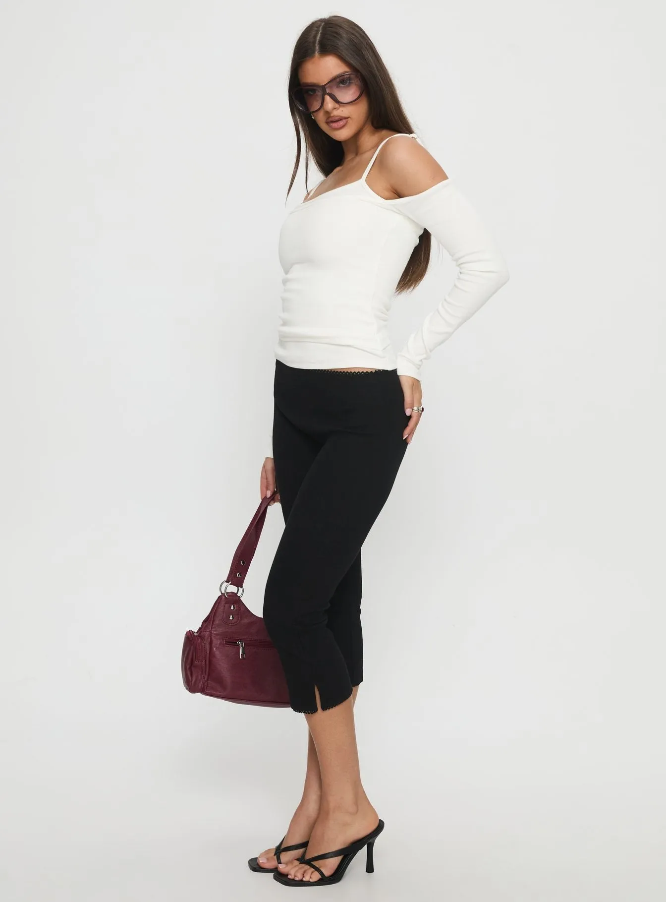 Baseline Rib Capri Pants Black Sporty Stretch Fit Warm design