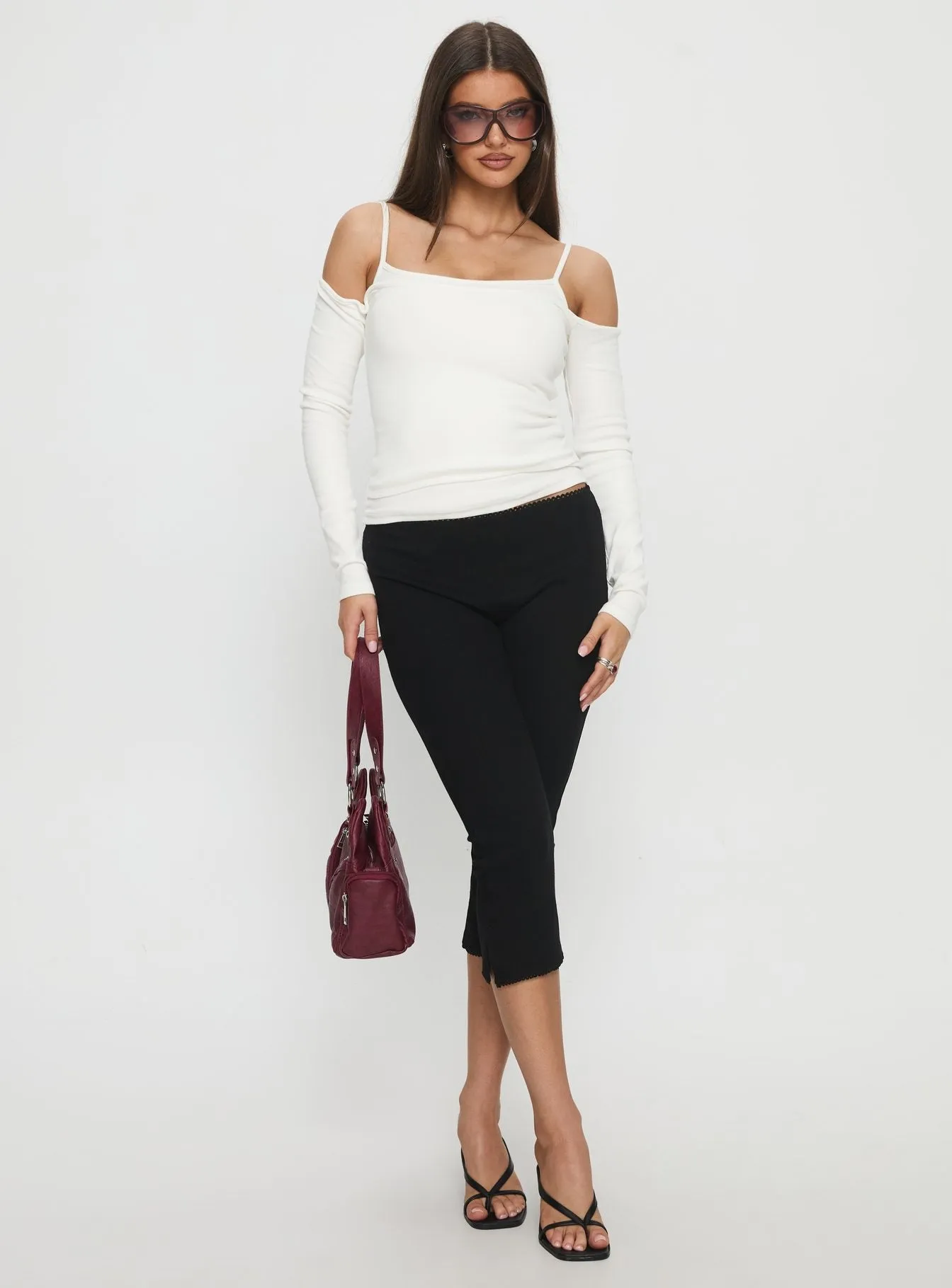 Baseline Rib Capri Pants Black Anti Snag Threading Urban Style