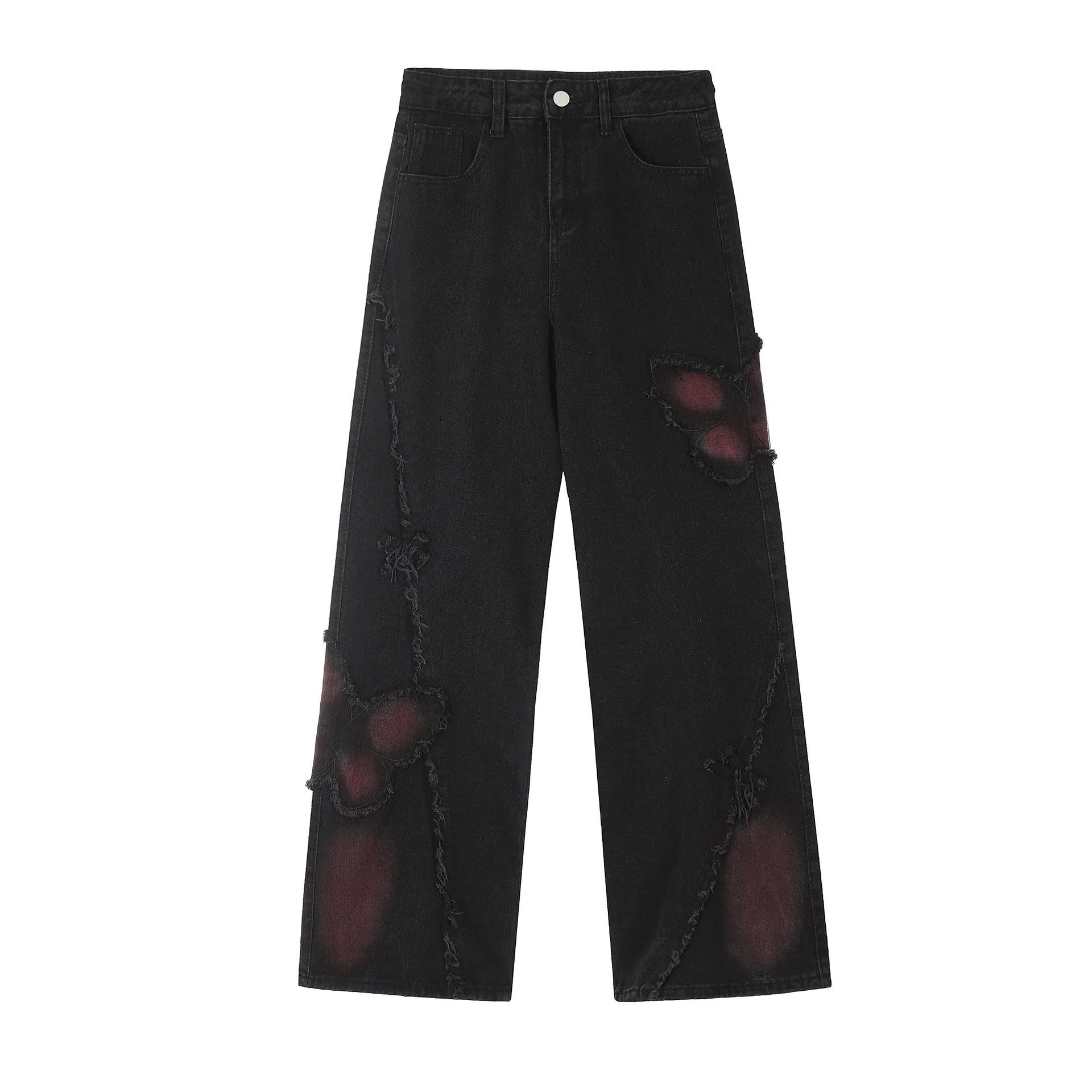 Sweet Cute Butterfly Wash Denim Trousers UVProtection QuickDryDesign