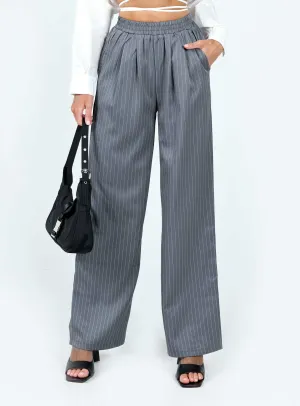 Breathable Comfort Fit Higgins Pants Grey Pinstripe