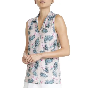 Puma Women's Cloudspun Paradise Sleeveless Golf Polo - Chalk Pink/Bright White clean look