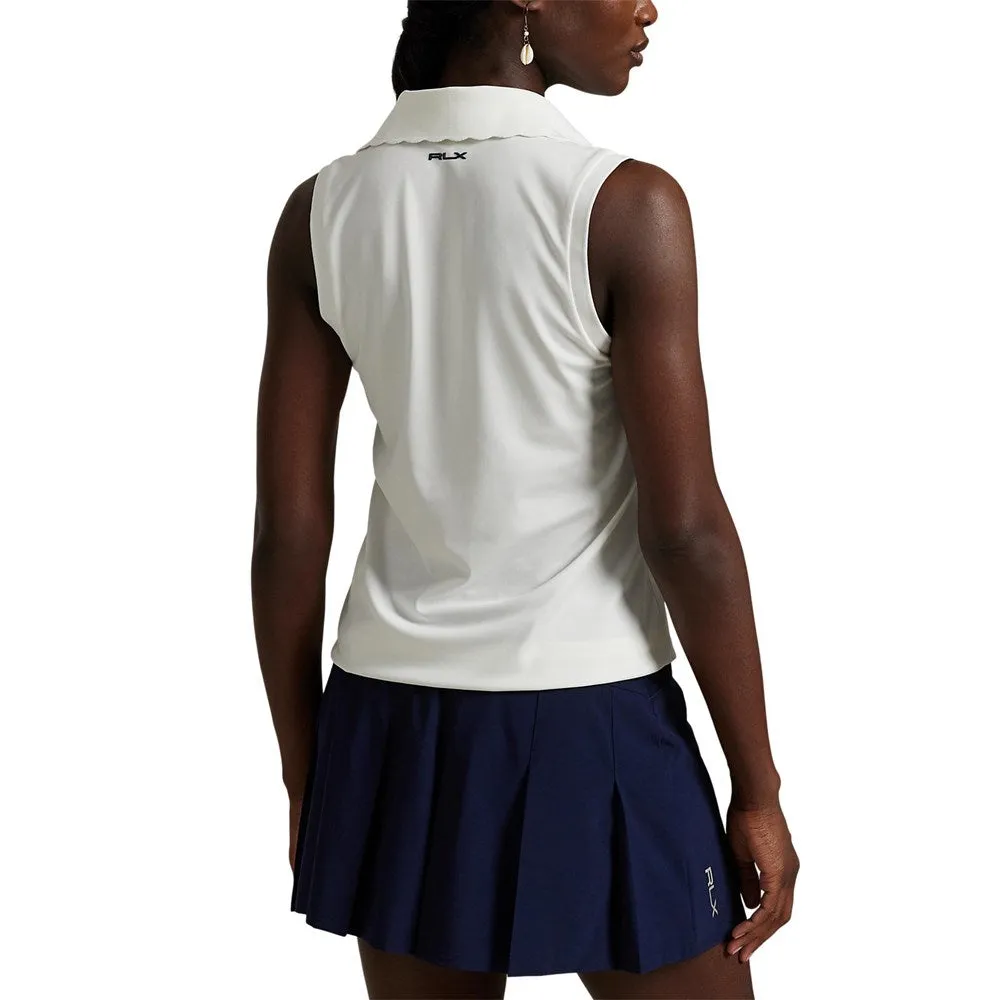 Stylish Hat RLX Ralph Lauren Women's Tour Pique V-Neck Sleeveless Polo Shirt - Ceramic White