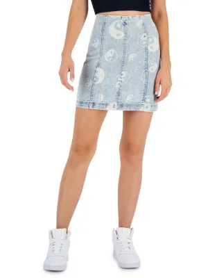 Women's Printed Denim Skirt,Light Blue Signature Line Cozy Finish