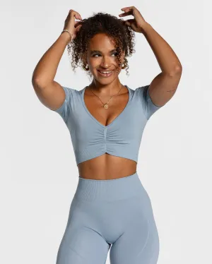Focus Crop Top "Stahlblau" Active Style Trend