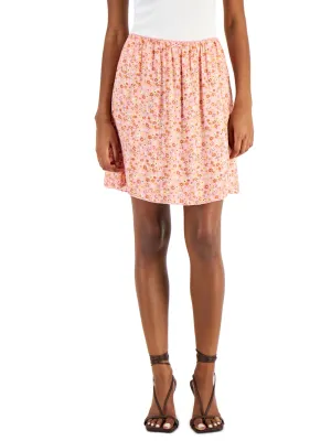 Women's Floral Printed Skirt,Pink Low Impact Dye