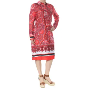 Women's Paisley Satin Shirt dress,Red Free Step