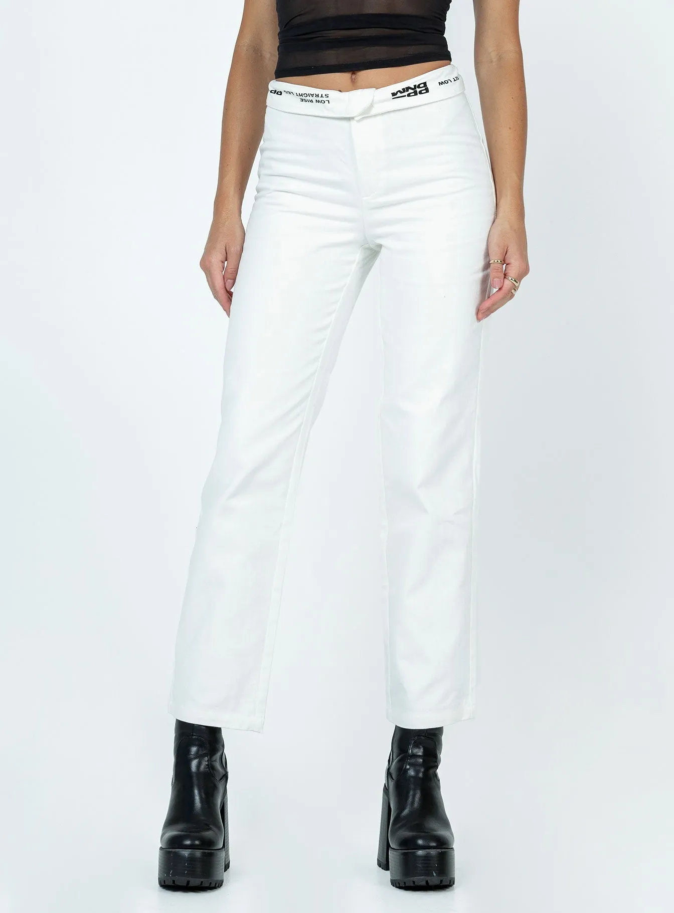 Dava Low Rise Pants White Slim Shape Bi Stretch Fabric