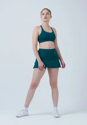 Texture Shot Tulip Tennis Skort with pockets, dark teal