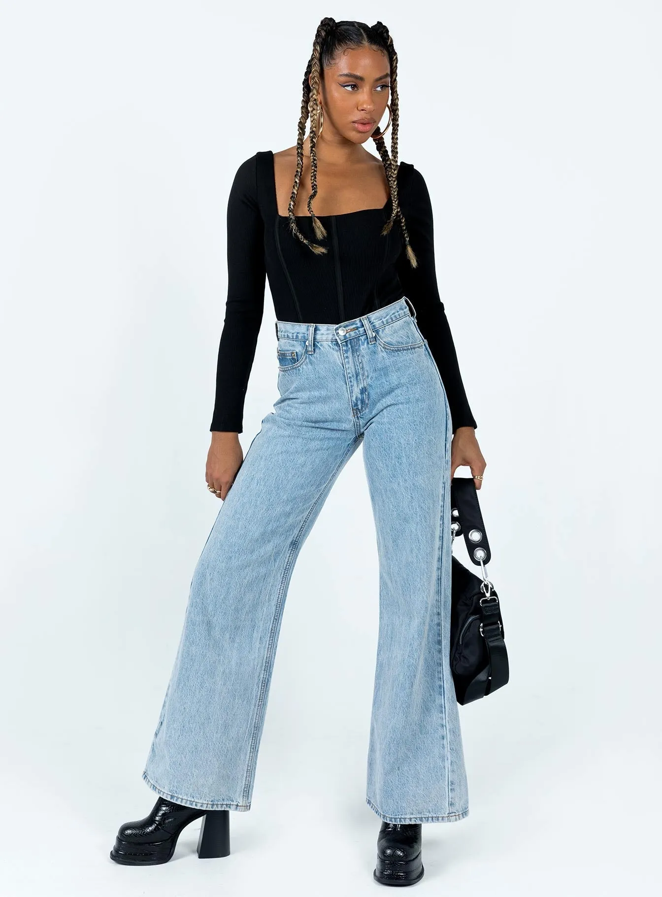 Hassie Long Sleeve Bodysuit Black outdoor bodysuit retro bodysuit