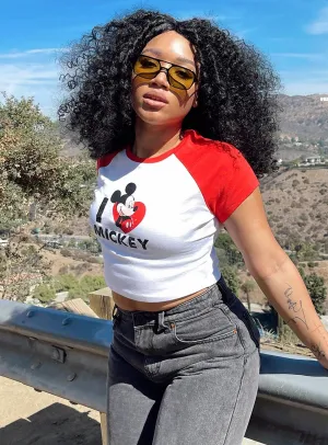 Disney I Love Mickey Tee White / Red Casual Mode Minimal Fit