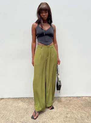 Plazzo Wide Leg Pants Khaki Rubberized grip