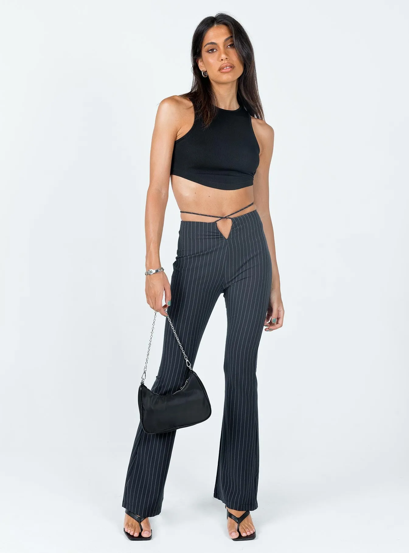 Lovey Pants Pinstripe Casual Design Modular Pocket System