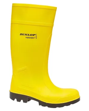 Dunlop Purofort Professional Full Safety Wellingtons - Yellow Side Zip