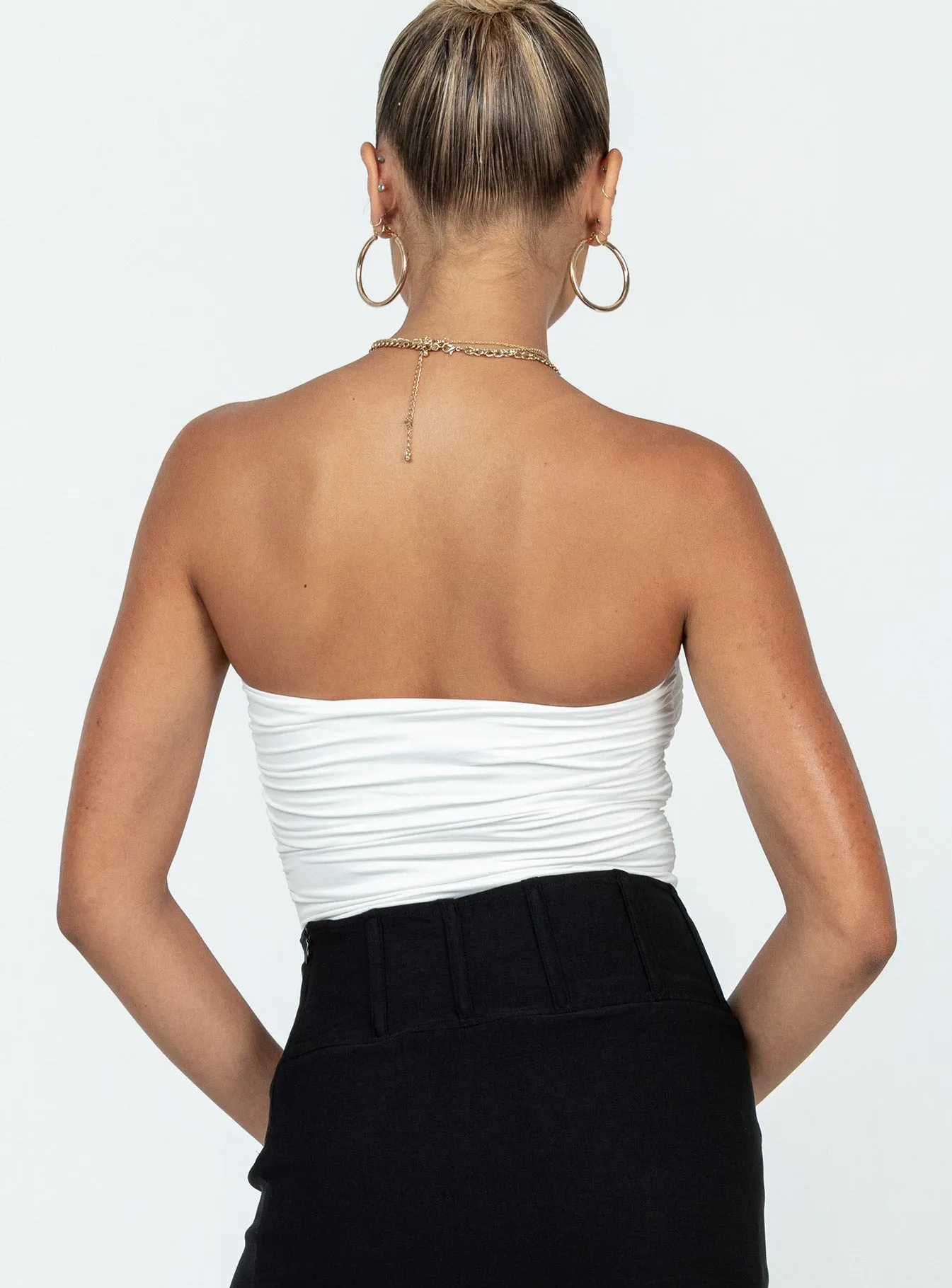 knit bodysuit casual bodysuit Rashad Strapless Bodysuit White