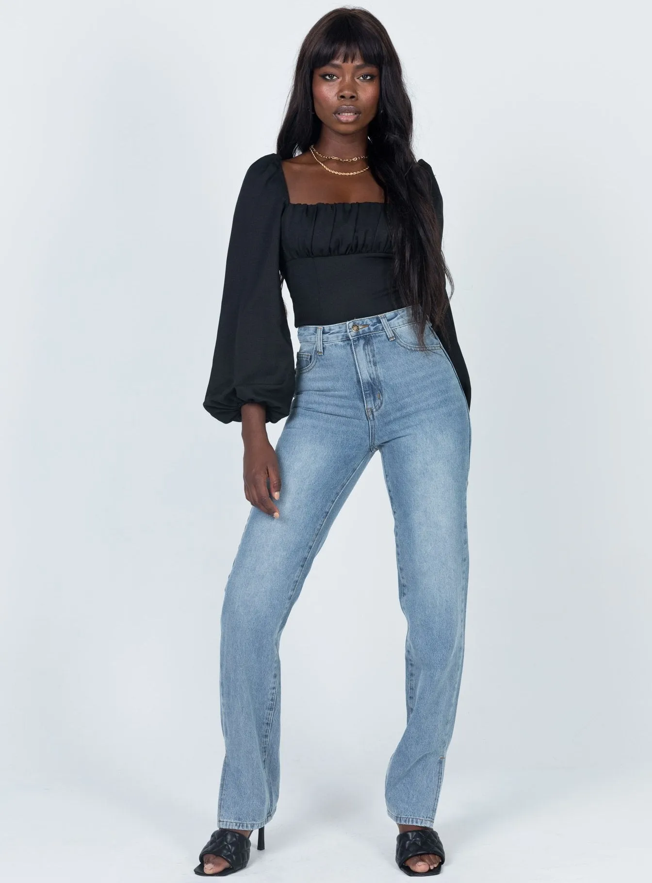 long sleeve bodysuit short sleeve bodysuit Laura Bodysuit Black