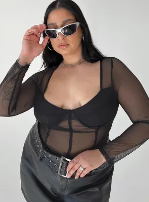 Leonie Bodysuit Black Curve zipper bodysuit leopard bodysuit