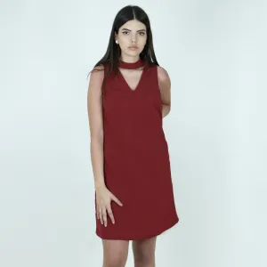 Bright Colors Women's Keyhole-Neck Party Dress,Red