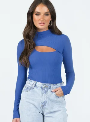 bodycon bodysuit Greaves Long Sleeve Bodysuit Cobalt