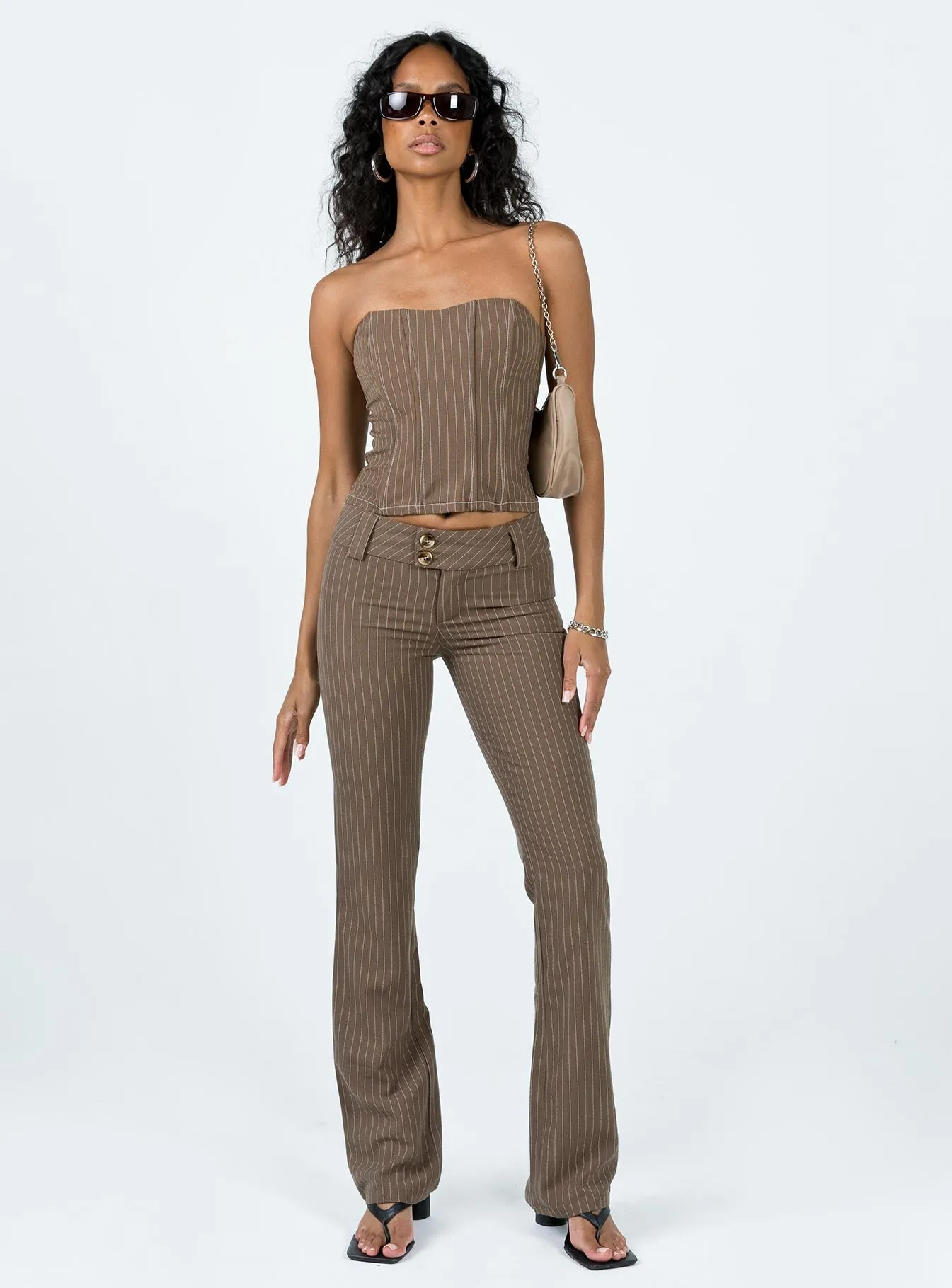 Stylish Layers Motel Navida Trouser Pinstripe Brown