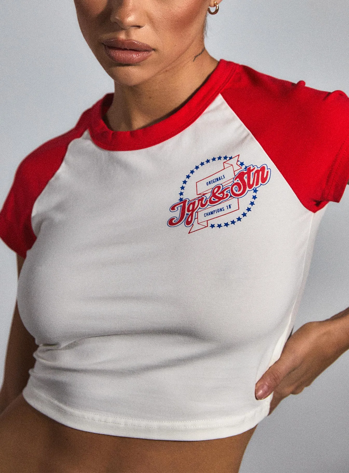 JGR & STN All Star Baby Tee Vintage White / Red High-Quality Fabric