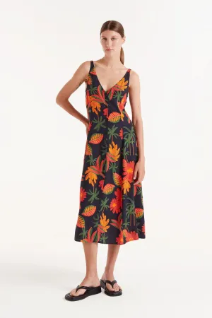 COMPANIA FANTASTICA FARMARA PRINT DRESS - BLACK MULTI Fashionable Look
