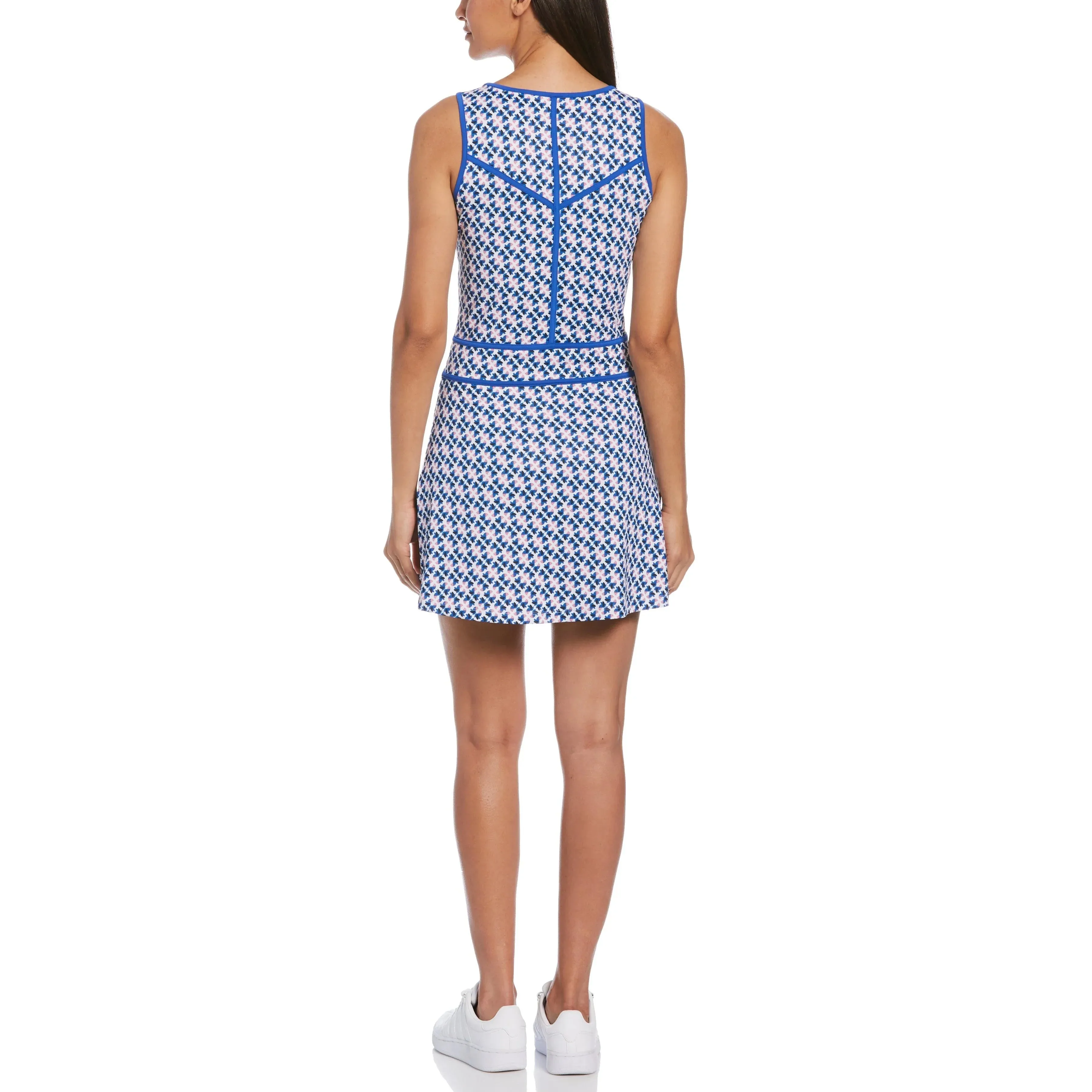 Original Penguin Womens Geo Sleeveless Parrot Printed Golf Dress - BRIGHT WHITE Trendy Fit