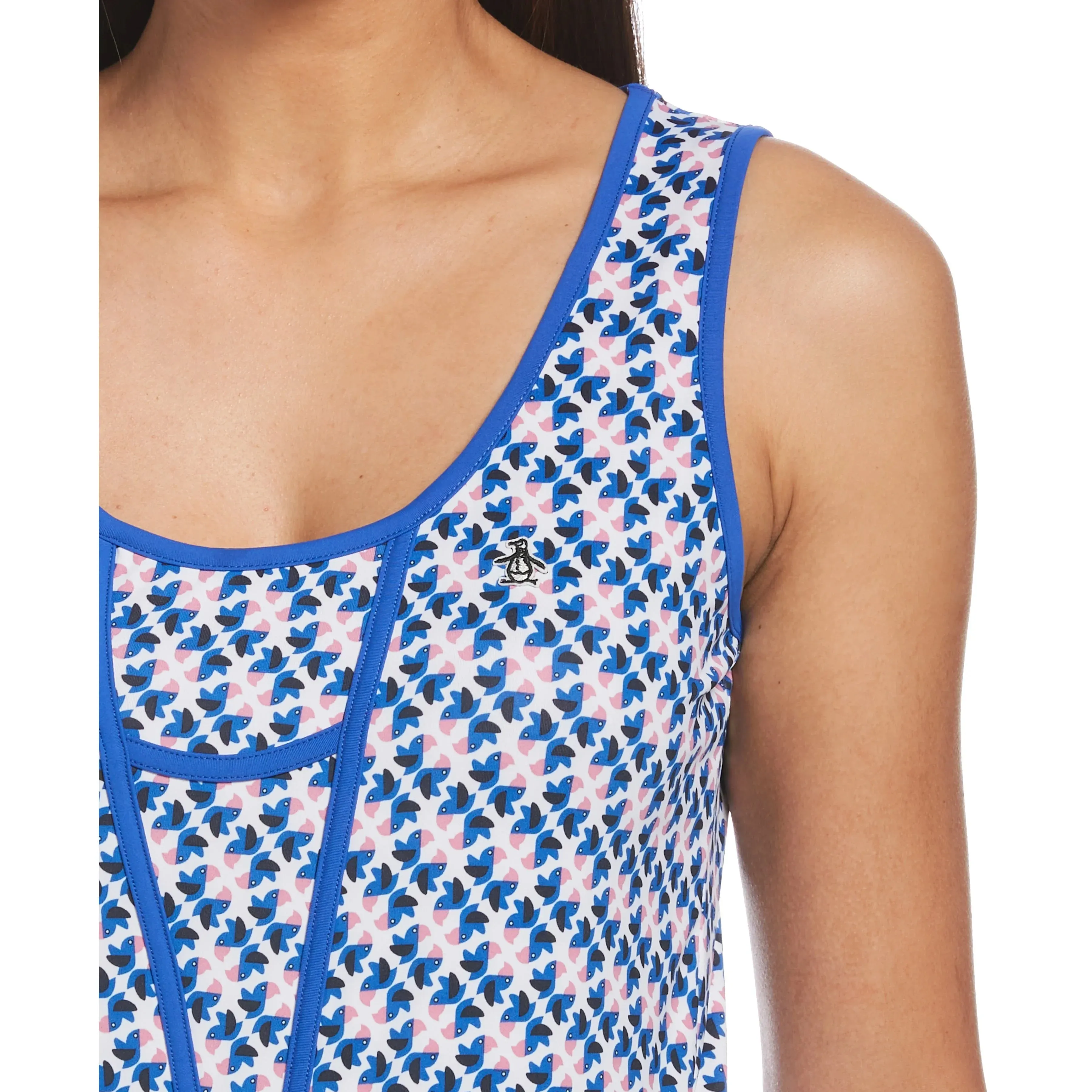 All Fit Style Original Penguin Womens Geo Sleeveless Parrot Printed Golf Dress - BRIGHT WHITE