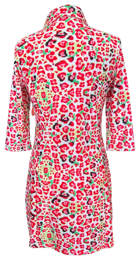New Spitfire Petite Pink Leopard Nancy Dress 3/4 Sleeve Petite Saturated Hue Simple Touch