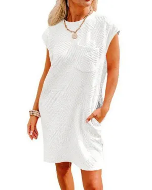 Summer Round-neck Short-sleeve Dress With Pockets Fashion Casual Loose Sports Dresses For Women Clothing Sleek Waist Sleek Design Fit