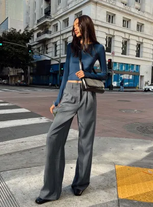 Adjustable Drawcord Archer Pants Pinstripe Grey