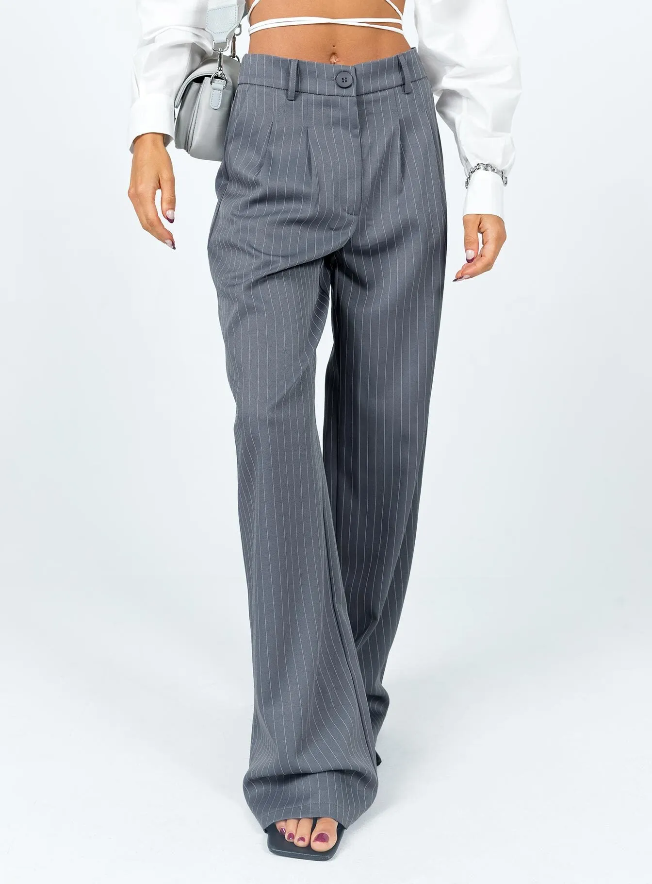 Archer Pants Pinstripe Grey Hidden pockets ripstop fabric