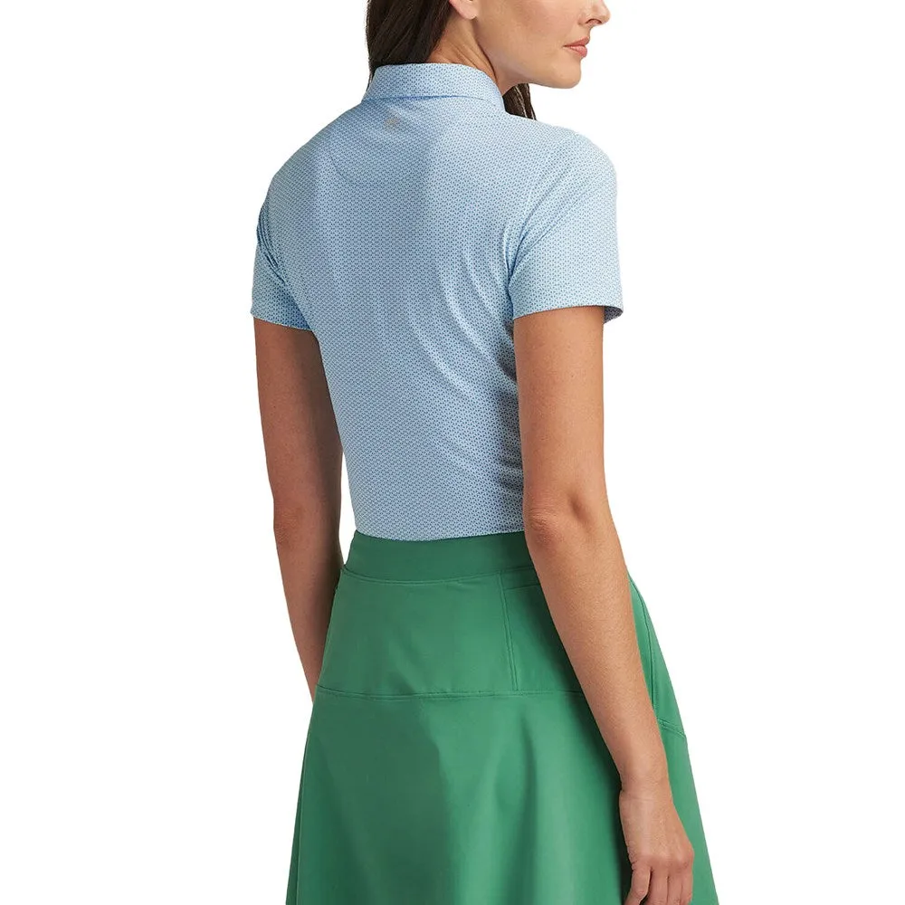 outdoor mode Peter Millar Women's Trillium Neat Performance Stretch Jersey Golf Shirt - Cottage Blue