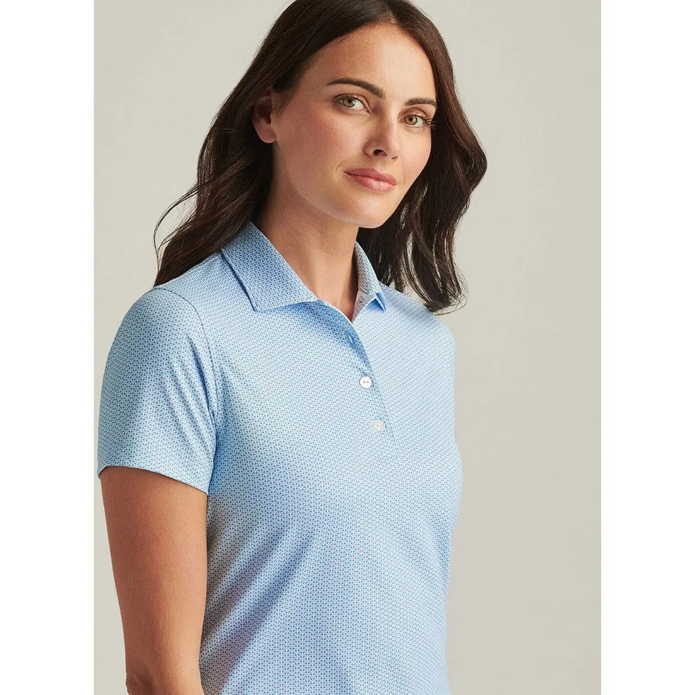 Peter Millar Women's Trillium Neat Performance Stretch Jersey Golf Shirt - Cottage Blue Serene Ease Denim Cool