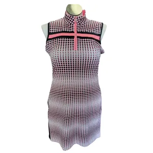 Fluid movement Timeless Look Tail Black & Coral Dotted Dress Size L