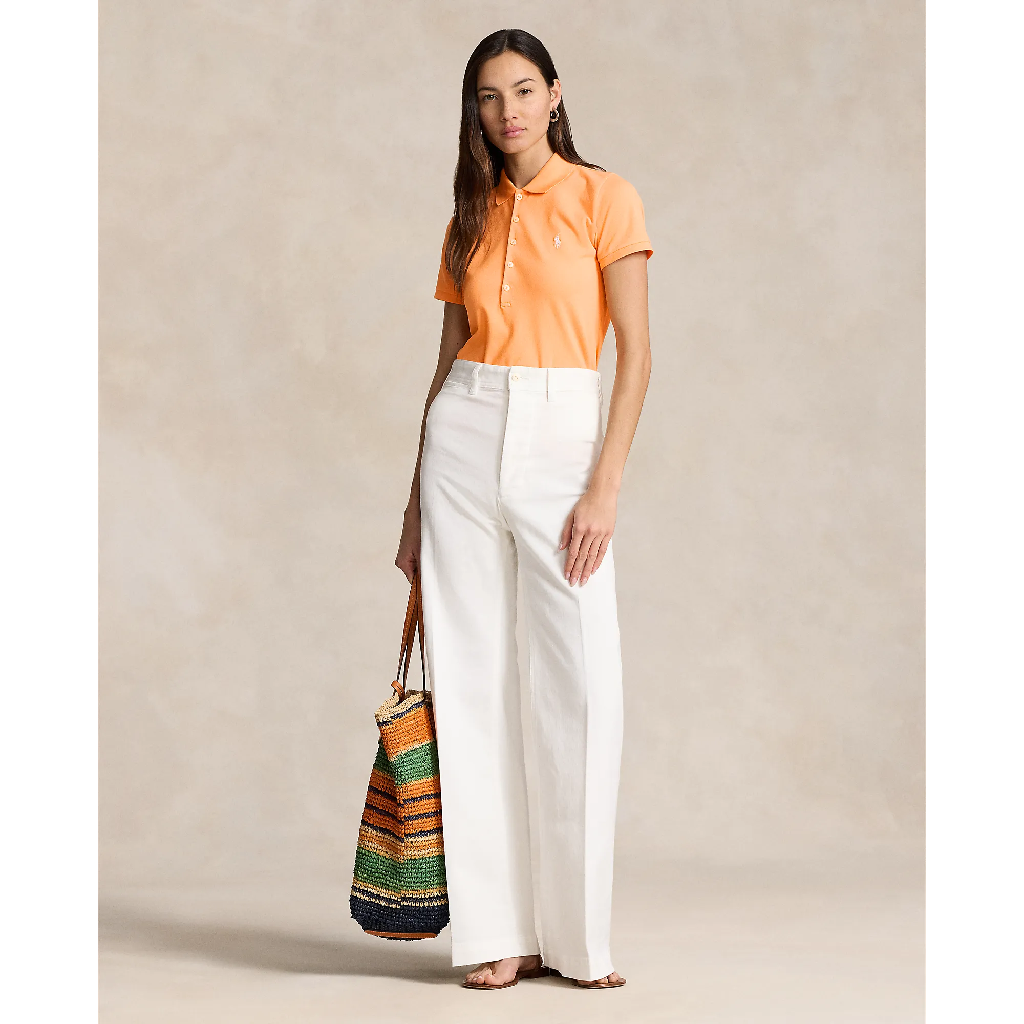 Polo Performance Ralph Lauren Women's Cotton Tailored Fit Polo Shirt - Classic Peach EcoFriendlyMaterial yoga mode