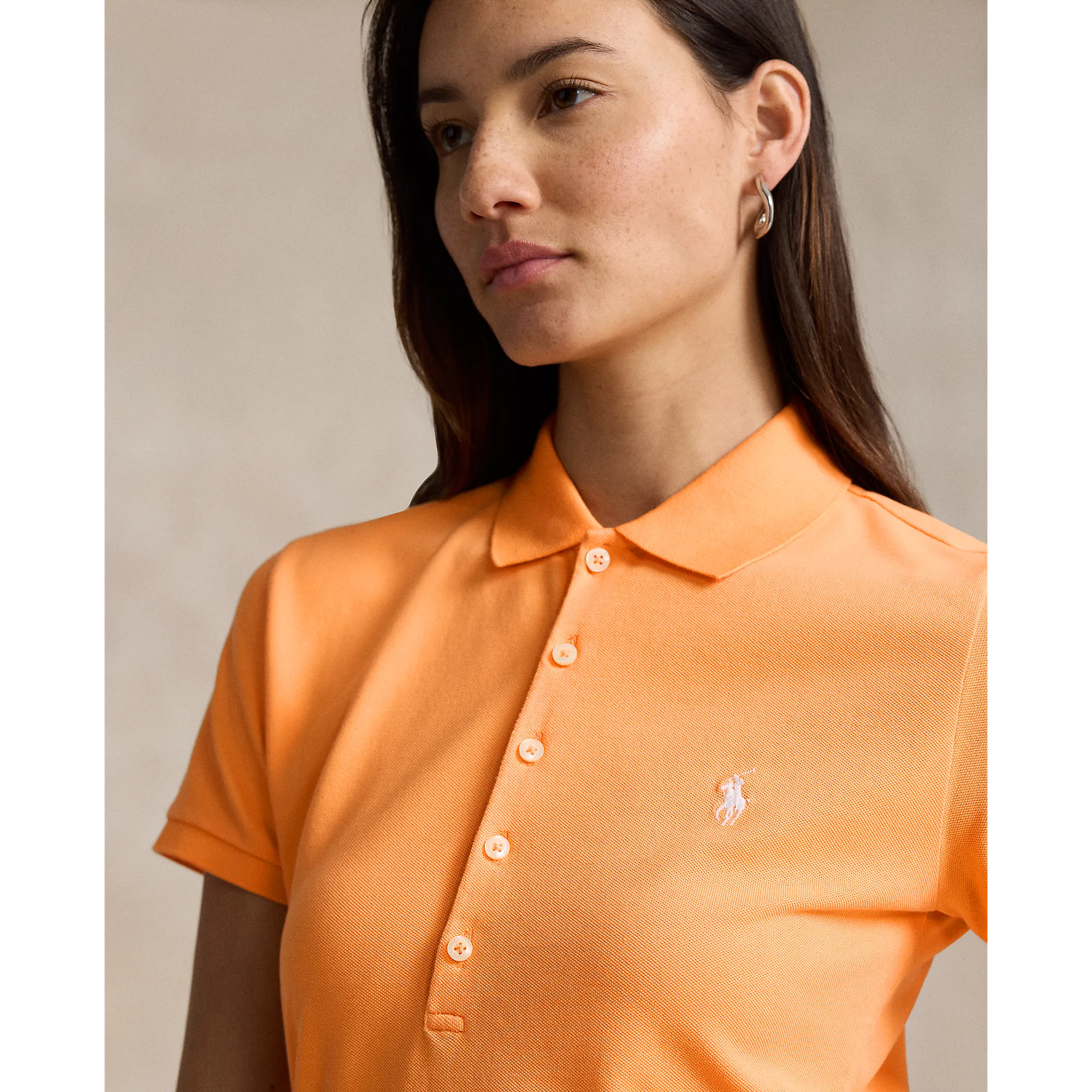 DoubleLayerReinforcement Polo Performance Ralph Lauren Women's Cotton Tailored Fit Polo Shirt - Classic Peach