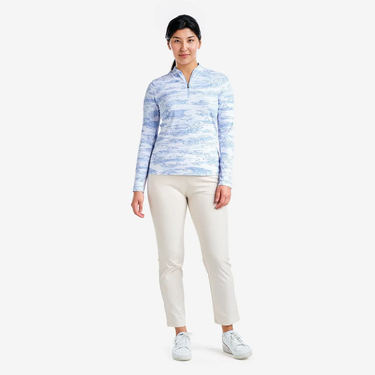 pack light Nivo Women's Lolita UV Long Sleeve Mock Neck Golf Shirt - Gentle Blue