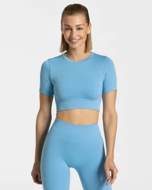 DoubleStitched Seams Sporty Appeal Sensation Crop Top "Babyblau"