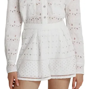 Women's Embroidere Short,White dungarees denim alternative